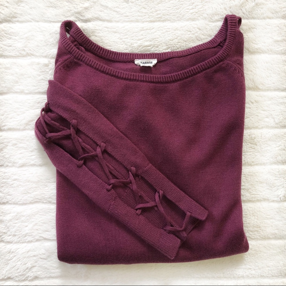 GARAGE lace up sleeve sweater - size S